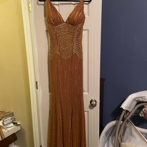 Bronze floor length gown